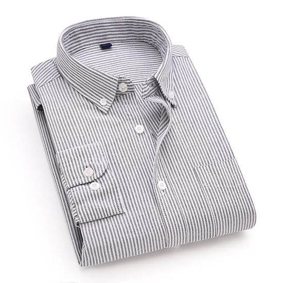 Chemise, homme gris clair, manches longues taille XL, marque café coton, col. Boutonnée neuve dans son emballage - Vêtements