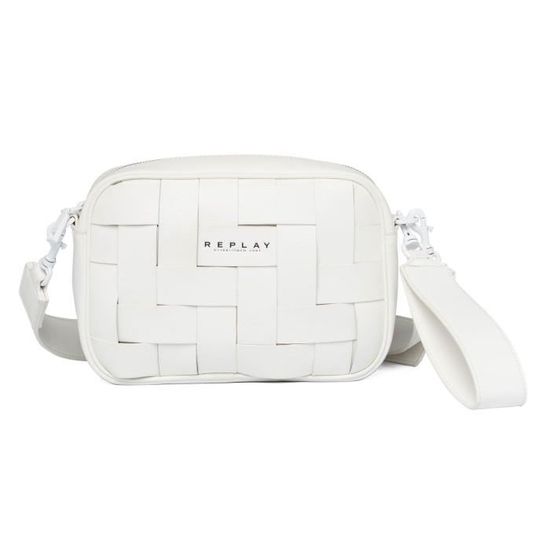 REPLAY Sac à épaule blanc noir pour femme - Hobo Bag Dirty White 244105