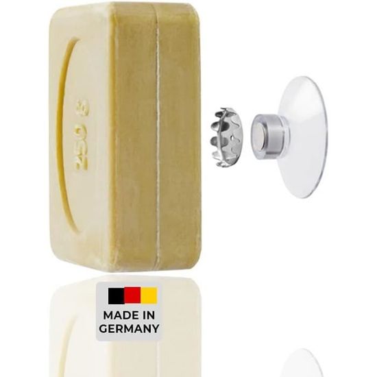 Porte-Savon magnétique, kit de 1, 2 x plaques et 1 x Autocollants de Remplacement, Porte-Savon magnétique, Stable et Robuste pour Tout Savon jusqu'à 150 grammes, Porte-Savon magnétique