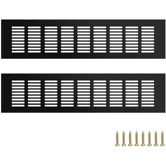 Lot De 2 Grilles De Ventilation Murales – Alliage Aluminium, 80x350 Mm, Trous Prépercés, Pour Placards Et Armoires