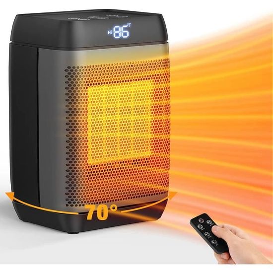AUKUZI Chauffage d'Appoint PTC 1500W Puissance Max, 3 Modes, Économie d'Énergie ECO, Tactile Télécommande, Protection Anti-Chute & Contre la Surchauffe, Adapté pour Chambre, Salon & Salle de Bain AUKUZI Chauffage d'Appoint PTC 1500W Puissance Max, 3 Modes, Économie d'Énergie ECO, Tactile Télécommande, Protection Anti-Chute & Contre la Surchauffe, Adapté pour Chambre, Salon & Salle de Bain