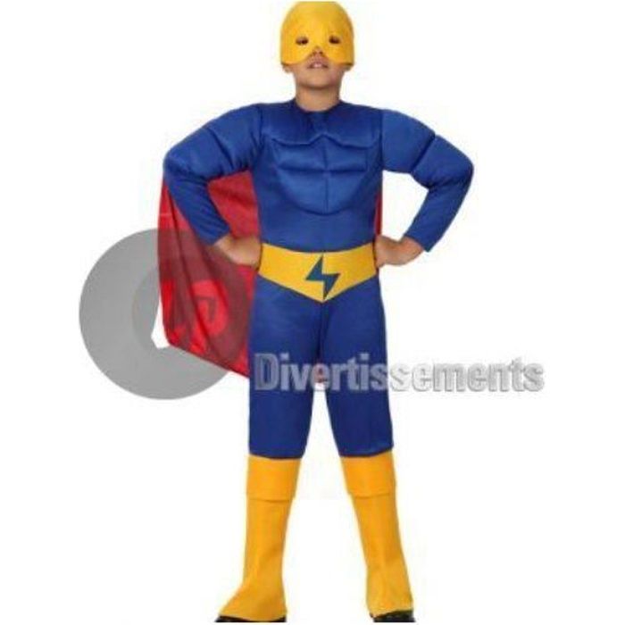déguisement enfant super héros bleu taille 8-10 ans