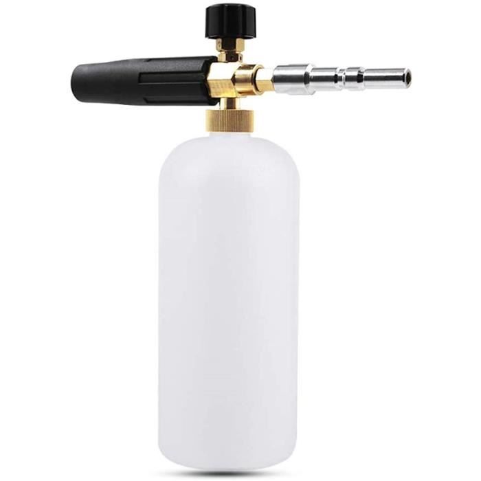 Lance de Mousse à Neige pour Voiture avec buse en Mousse réglable, Distributeur de Savon 1 L et Adaptateur mâle Nilfisk/Kew/Alto Wap