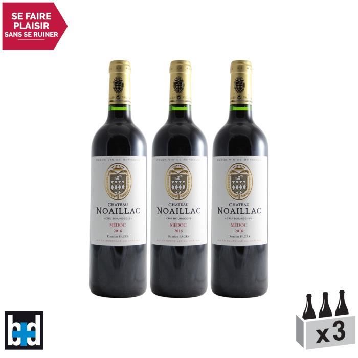Château Noaillac Rouge 2016 - Lot de 3x75cl - Appellation AOC Médoc - Vin Rouge de Bordeaux - 15-20 Bettane Desseauve - Cépages