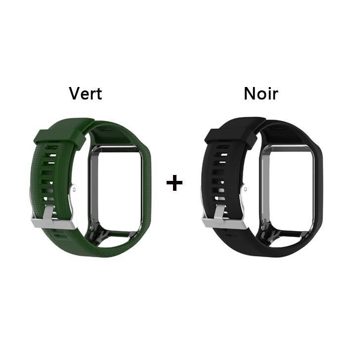 2 pcs Noir+ Vert armée Bracelet de rechange pour TomTom Spark Spark 3 Runner 2 3 Montre de golf 2 GPS