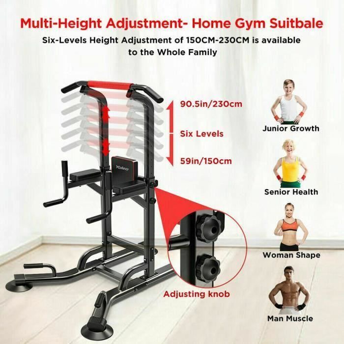 YOLEO Chaise Romaine Station Traction dips Multifonctions Barre de Traction dips Banc de Musculation Power Tower