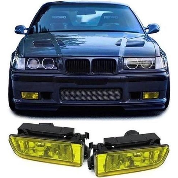 2 ANTIBROUILLARD BMW SERIE 3 E36 JAUNE BERLINE + COUPE + CABRIOLET + COMPACT