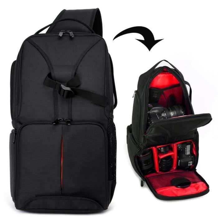 (#53) Waterproof Shoulder Backpack Padded Shockproof Camera Case Bag for Nikon(Red)