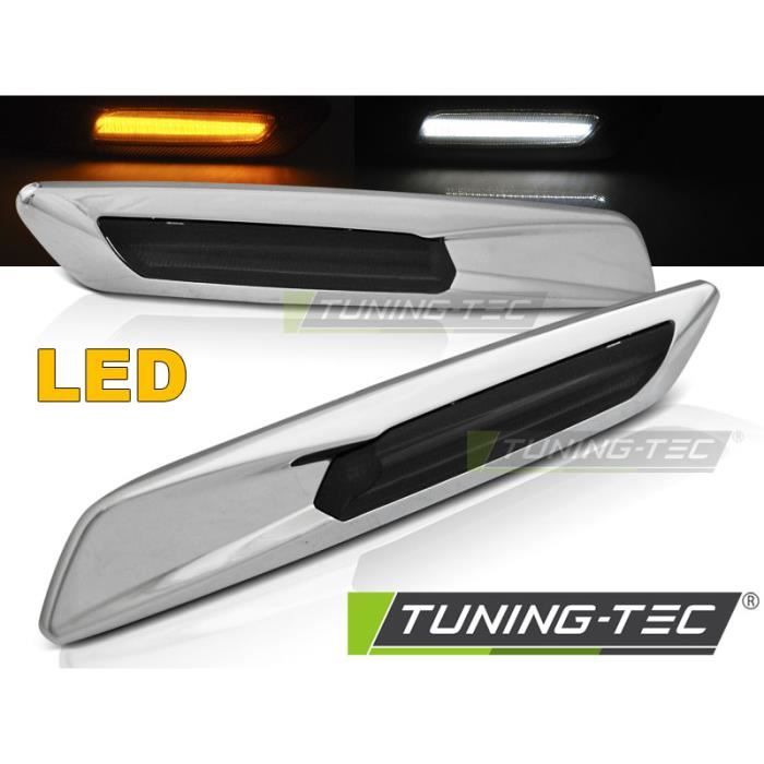 Paire de Feux repetiteurs BMW Serie 5 E60-E61 2004-2010 LED Look F10 Argent Chrome KBBM33