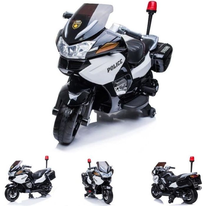 ES-Toys moto électrique enfants tricycle police design 118 lampe d'alarme sirène
