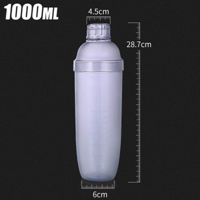 Accessoires bar,Mélangeur à Cocktail en plastique mélangeur à Cocktail gradué Shaker thé avec lait jus de fruits - Type 1000CC