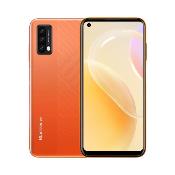 Smartphone Blackview 6,39 Pouces A90 4Go + 64Go 4280mAh Android 11 Helio P60 Téléphone Portable 2 Nano SIM - Orange