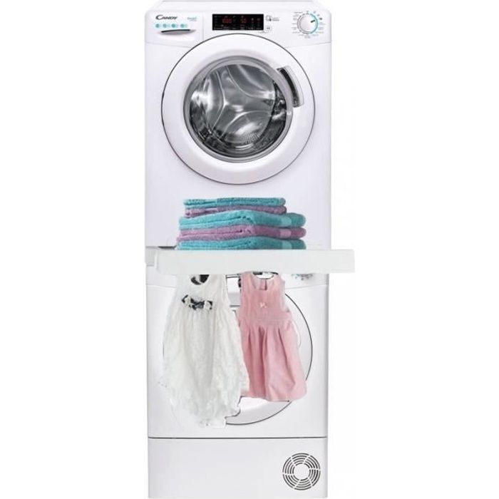 Pack CANDY Lave-Linge 13kg + Sèche-linge pompe à chaleur 11kg avec Kit de superposition 58 Blanc