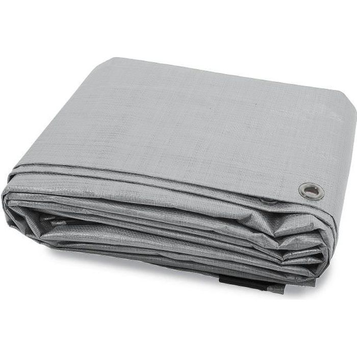 Bache de Protection - Argenté 6x8 m - Bache Imperméable avec œillet - Densité 140g Résistante Eau & UV