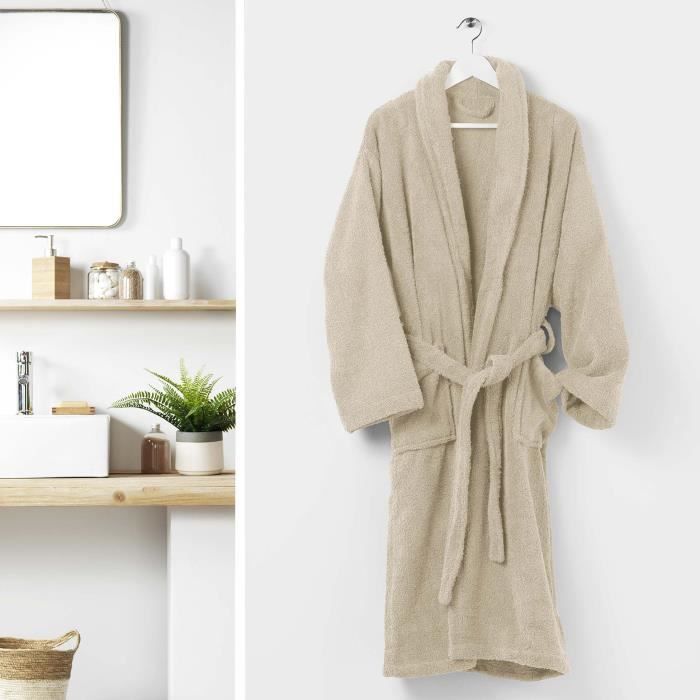 Peignoir col chale taille unique eponge unie colors Taupe