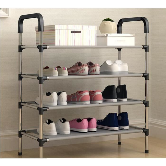 Étagère Rangement Chaussures Modulable 60*30*85cm 4 Couches-Noir