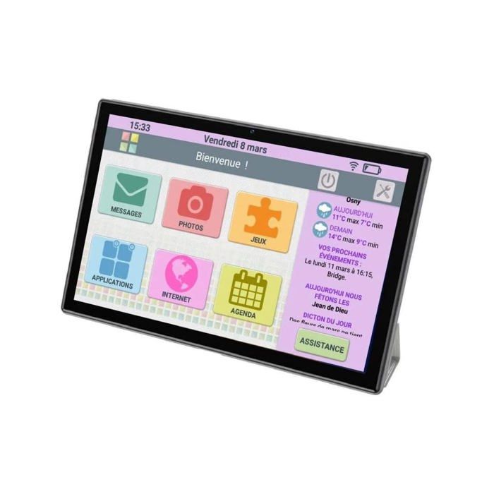 Tablette Facilotab L Rubis - WiFi/4G - 64 Go - Android 11 - Etui - Tablette simplifiée pour Seniors