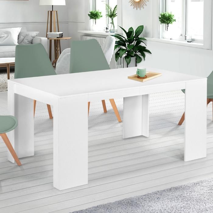 IDMARKET Table console extensible ORLANDO 6 personnes 140 cm bois blanc