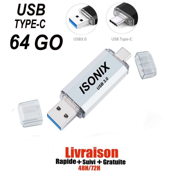 Clé USB 64 GO Type C OTG USB Flash Drive pour appareils Android/PC ARGENT