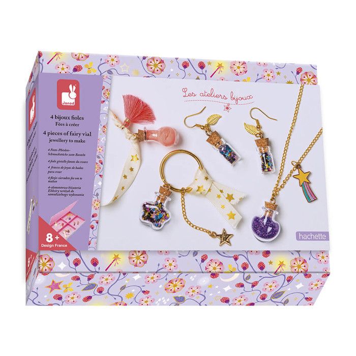 JANOD - Kit Créatif - 4 Bijoux Fioles de Fées à Créer - Les Ateliers Bijoux - Kit Créatif Enfant - Dès 8 Ans