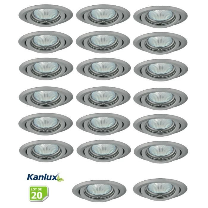 Lot de 20 Fixation de spot encastrable orientable chrome matt D99mm marque Kanlux ref 26798