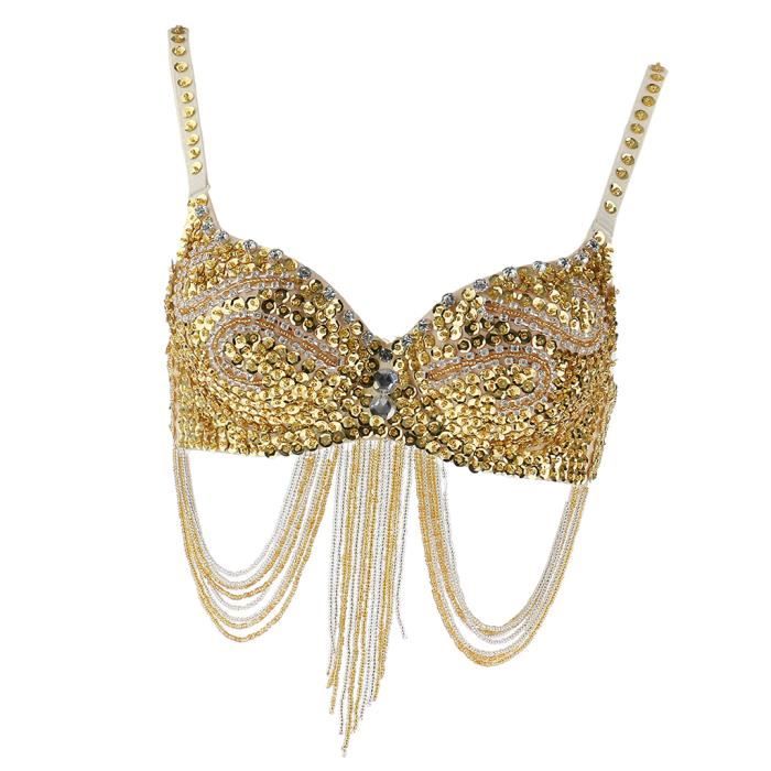 Soutien-gorge de Danse Orientale Paillette Perles Brillant à Frange Accessoire Performance Scène