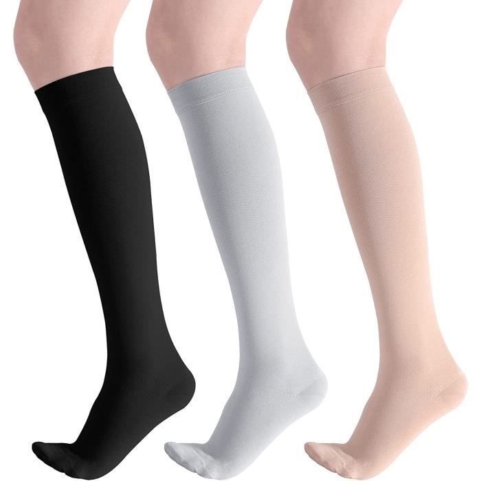 Chaussettes de Contention 3 Paires, Chaussettes de Compression pour Homme et Femme Chaussettes Sport pour Sportive, Cyclisme, Fitnes