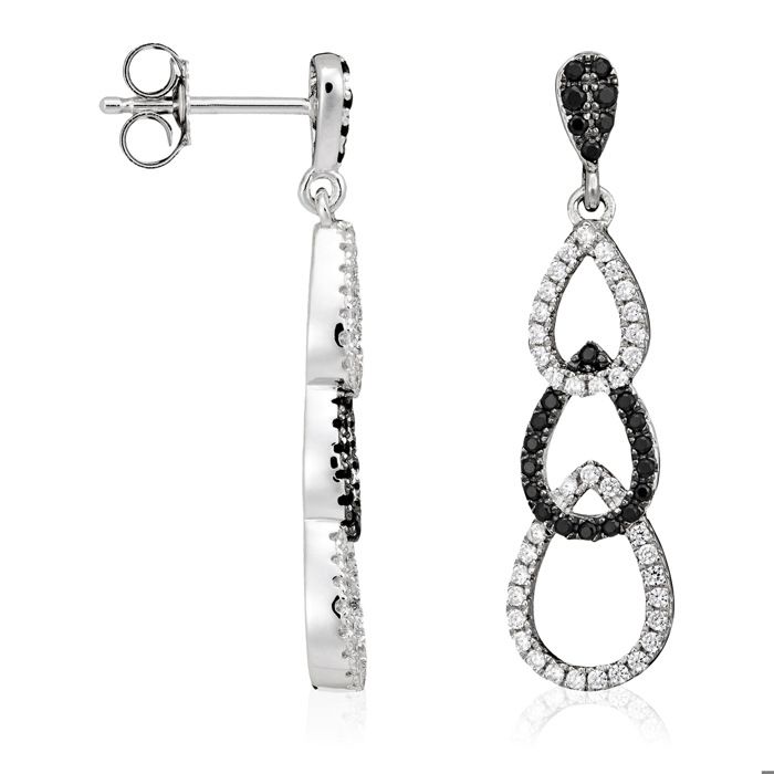 ORPHELIA boucles d'oreille zirconium noir / blanc