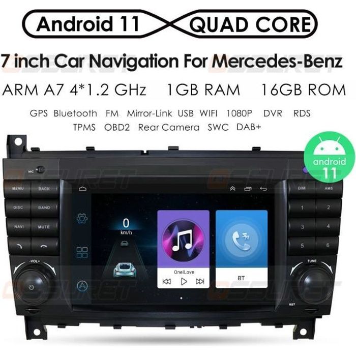 4G-LTE Android 11 lecteur multimédia de voiture Autoradio GPS pour Mercedes Benz classe C W203/CLC W203 CLK W209 Radio Navigation st