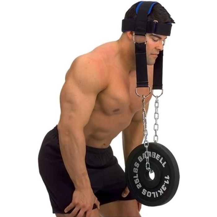 Harnais de tête force du cou Ceinture d'exercice haltérophilie Fitness chaîne sangle cou poids levage force exercice Fitness sangle