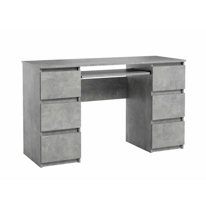 Bureau d'ordinateur élégant 3 tiroirs Bureau informatique JARIS gris 130 cm