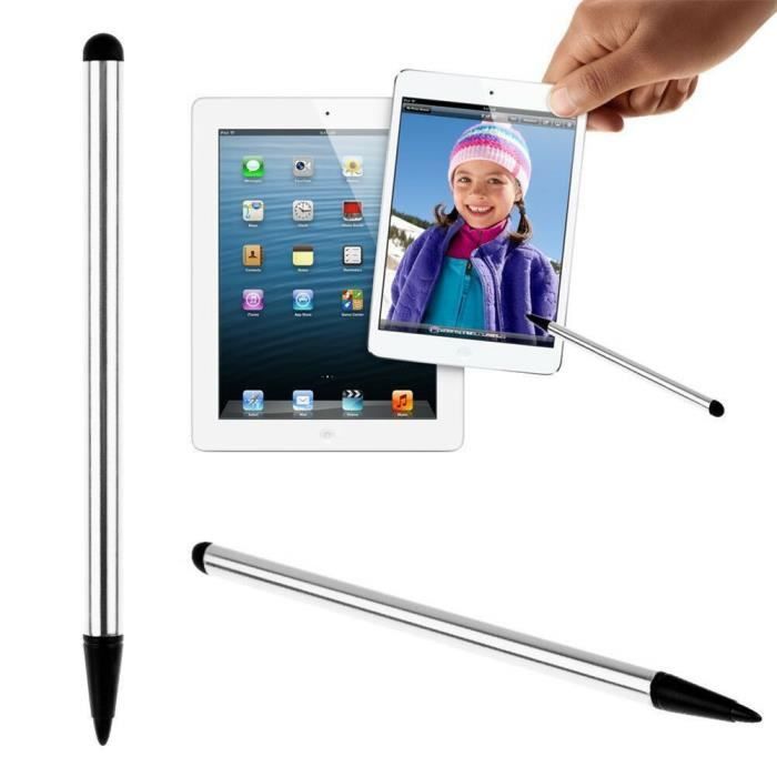 2PCS Stylet stylo pour tablettes et smartphones, stylet capacitif écran tactile crayon pour iPhone iPad tablette PC Samsung Argent