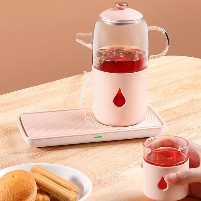 Bouilloire électrique rose 600 ml théière en verre à température constante multifonction prise chinoise 220 V