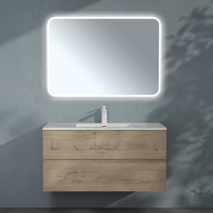 Ensemble Meuble Lave-Mains TOM En Chêne Massif – Vasque Céramique & Robinet Noir | Gain De Place Salle De Bain - 11