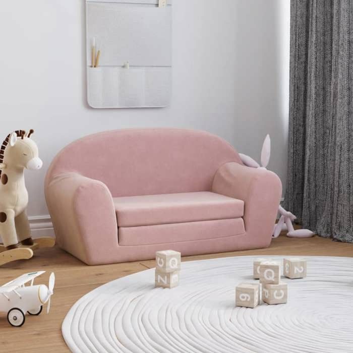 vidaXL Canapé-lit pour Enfants 2 Places Lit de Jour avec Dossier et Accoudoirs Lit dInvité Meuble de Chambre Salon Rose 357003