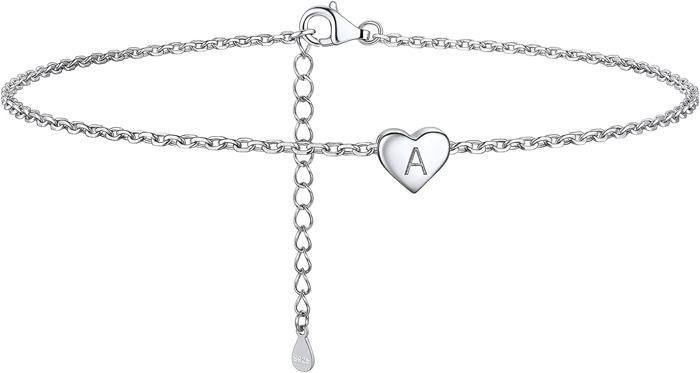 Bracelet Cheville pour Femme, Ajustable Cour et Lettre Étanche Doré
