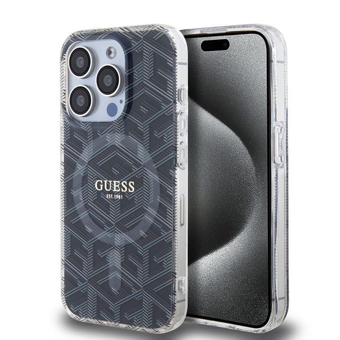 Guess Coque IML GCube MagSafe pour iPhone 15 Pro Max Noir - vue 4