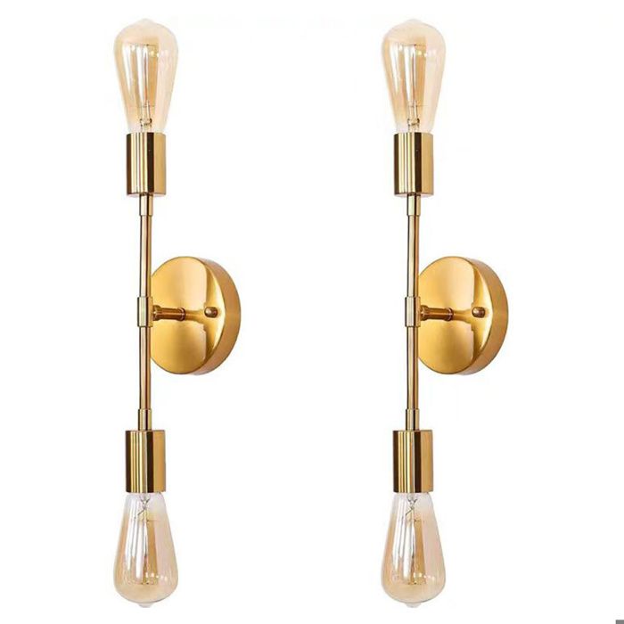 Lot de 2 appliques murales de salle de bain en métal pour tête de lampe E26 dressing salon restaurant doré