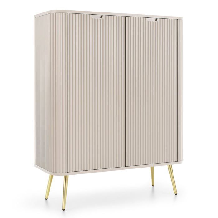 Buffet haut 2 portes - ZOVA- 103 cm - grège avec pieds dorés Buffet haut 2 portes - ZOVA- 103 cm - grège avec pieds dorés