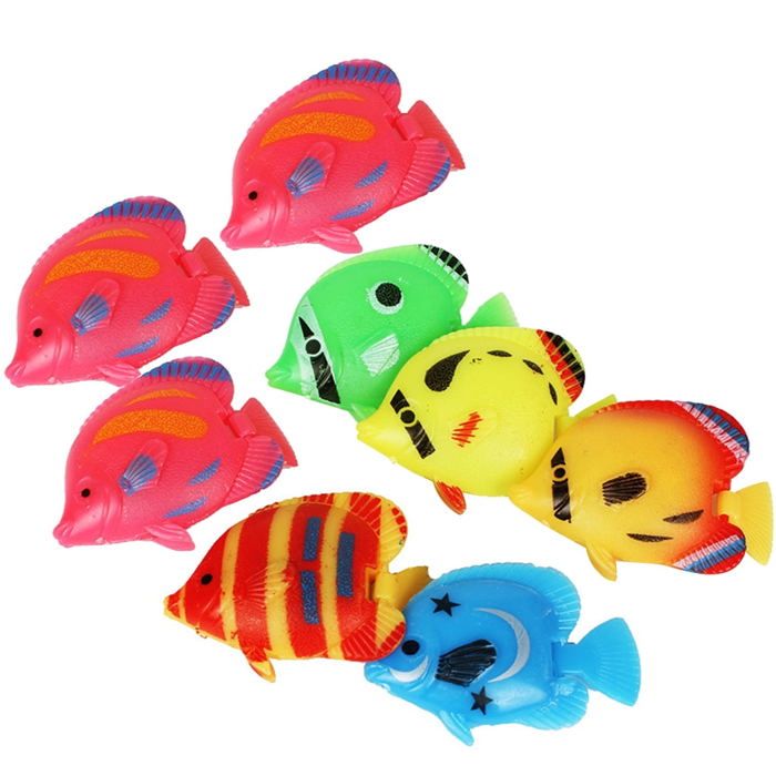 Comparer les prix de Lot de 8 faux poissons colorés, modèle décoratif pour aquarium, simulation de poisson flottant en plastique