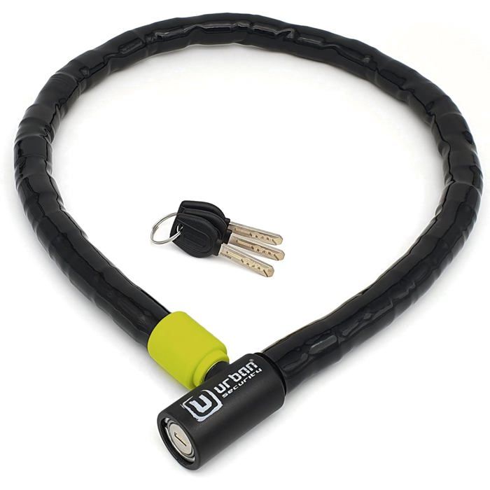 Chaîne Antivol Pour Vélo Et Moto – Acier Renforcé 5,1 Mm, 107 Cm, 19 Maillons, Nylon Anti-UV, Deux Clés Uniques, Polyvalente