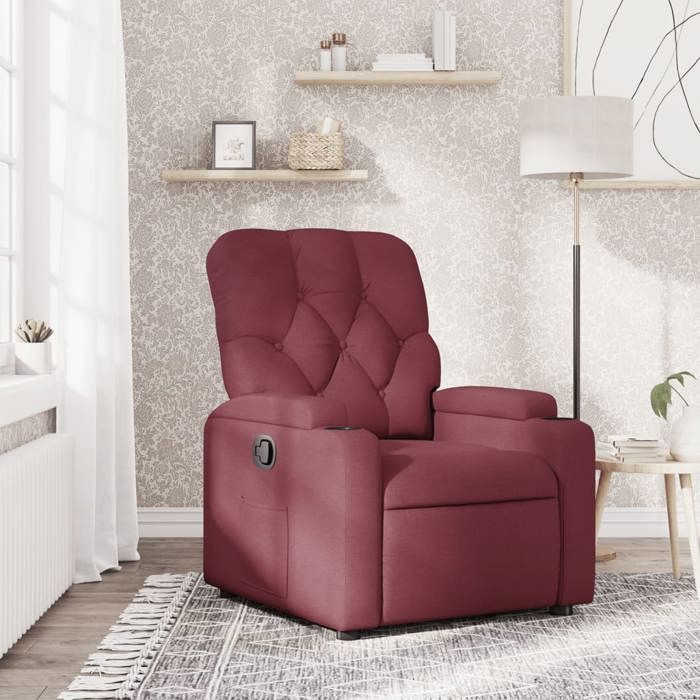 Printemps/été 2025 Fauteuil Relax SOLOMON Fauteuil inclinable Rouge bordeaux Tissu - 74x86.5x93.5 cm LV5638