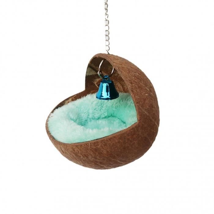 Comparer les prix de Nid Oiseau - Maison Doiseau - Coquille de Noix de Coco - 12 cm - Pour Perroquet et Perruche - A Suspendre Multicolore VOLIERE