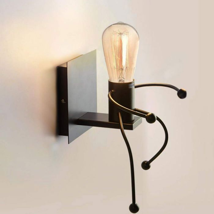 Applique Murales Lumière industrielle Créatif Lampes Intérieur rétro Iron Art déco E27 Base pour Cuisine Restaurant Noir
