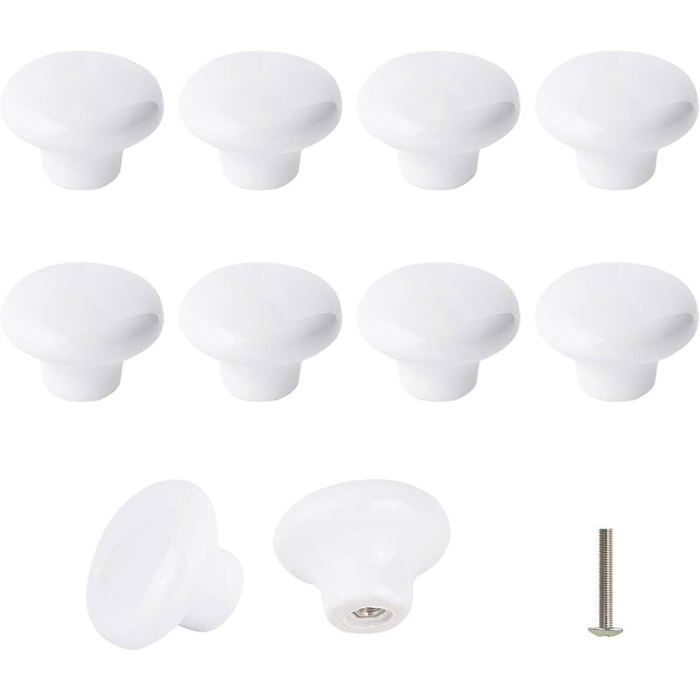 Lot de 10 Bouton En Céramique Blanc Céramique Poignée Porte Rétro Rond En Céramique Armoire Tiroir Cuisine Poignée De Traction