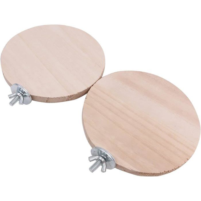 Supports plateforme oiseaux bois naturel lot 2 perroquets cage accessoires exercice rond