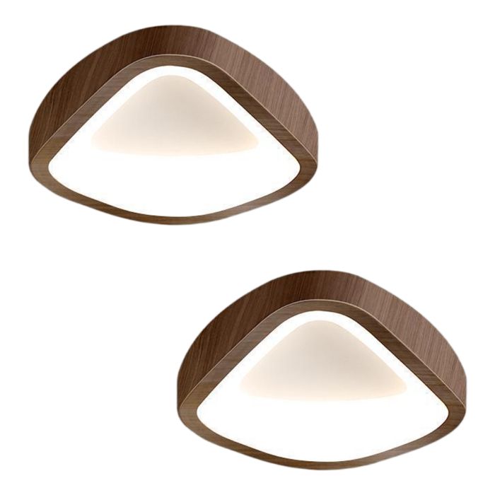 WOTTES Plafonnier LED Style Moderne - 12W Blanc froide IP54 Imperméable Lampe de Plafond Pour Bureau Cuisine - 2pcs Noyer Ø20CM