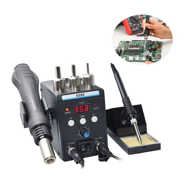 Station De Soudage MicroData – Fer Et Pistolet Air Chaud Pour SMD SMT, 240V