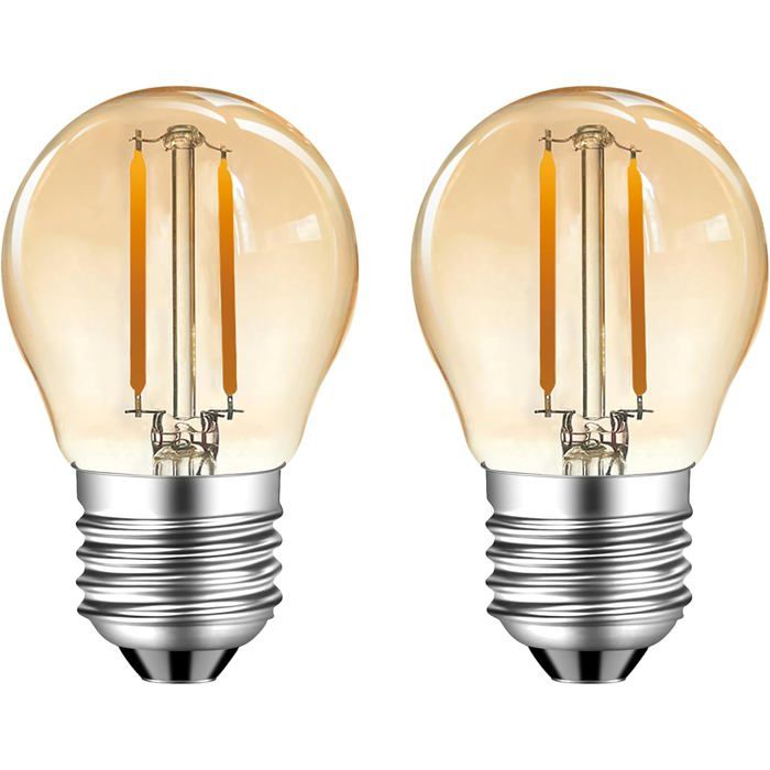 Ampoule LED Vintage E27-KAL-Vintage 2W E27 Blanc Chaud 2700K Remplace 15W Non Dimmable Ambre 2 Unités