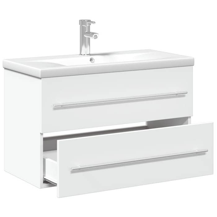 Moderne Cabinet pour lavabo SOLOMOON Meuble de lavabo avec bassin intégré blanc 80x38.5x48 cm MM1219